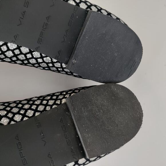 Via Spiga Flat Shoes Women's 8.5 M Edina Sliver Mesh Glitter Metallic Slip-on - Picture 14 of 16